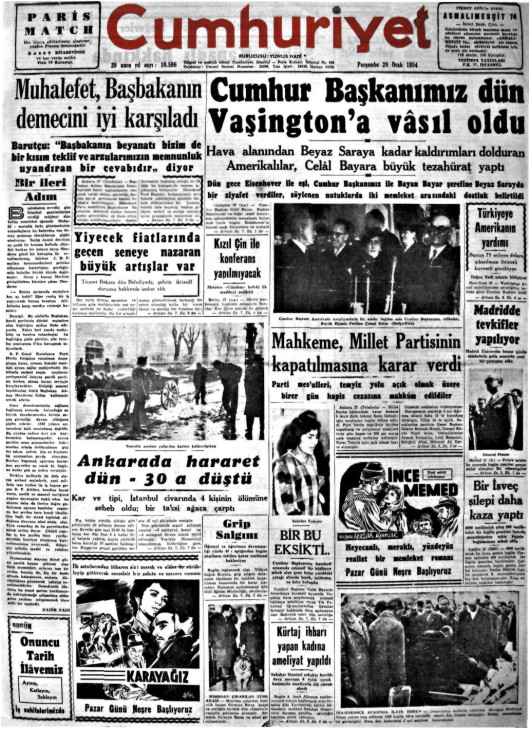 Tarihten bir gazete sayfası