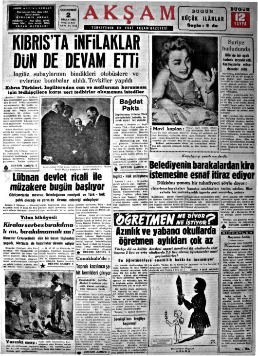 Tarihten bir gazete sayfası