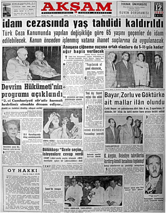 Tarihten bir gazete sayfası