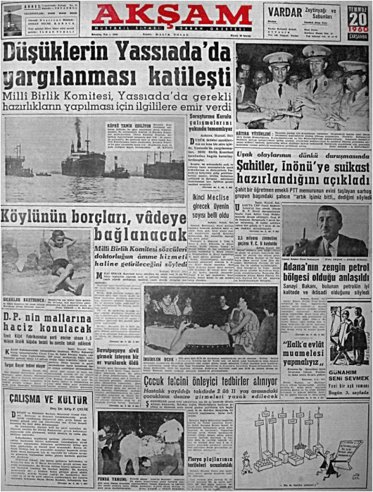 Tarihten bir gazete sayfası