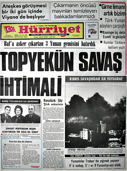 Tarihten bir gazete sayfası