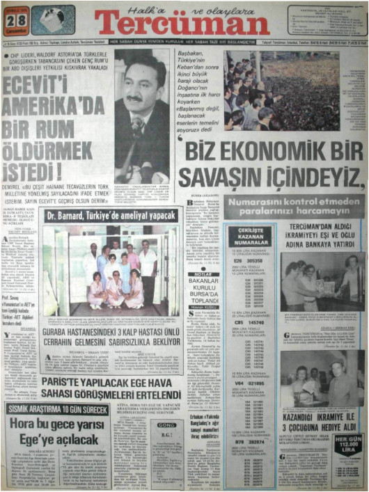 Tarihten bir gazete sayfası