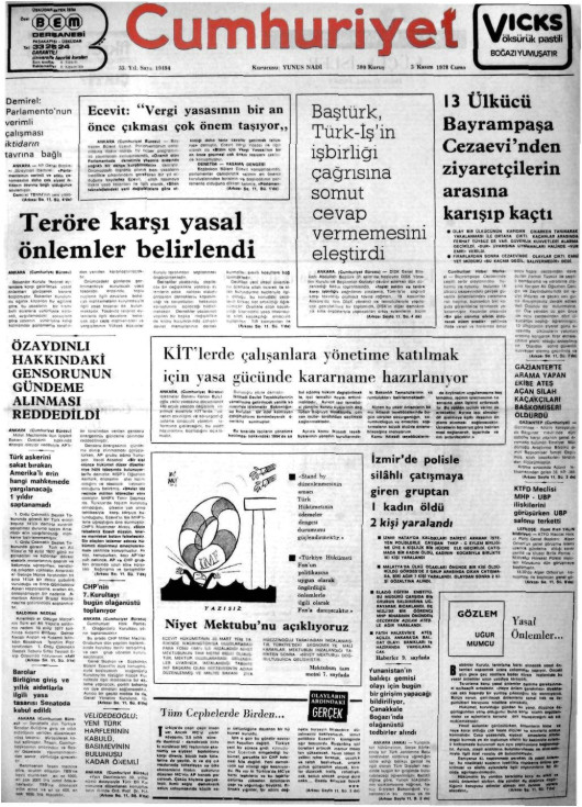 Tarihten bir gazete sayfası