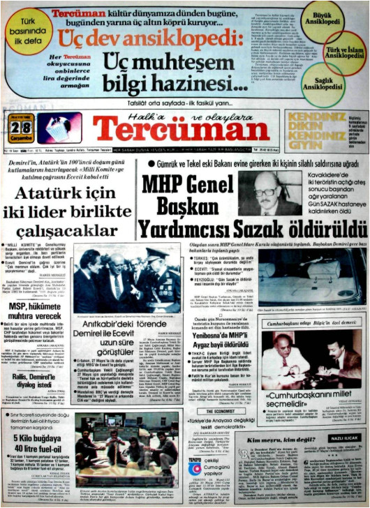 Tarihten bir gazete sayfası