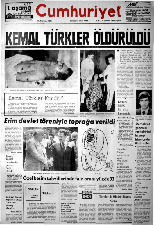 Tarihten bir gazete sayfası