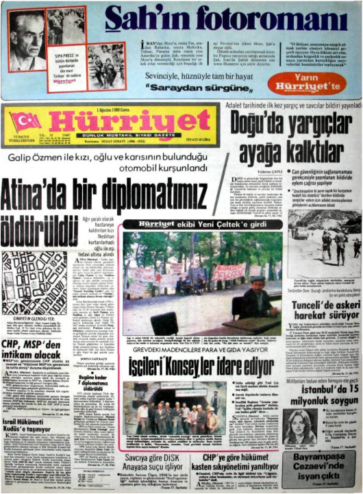 Tarihten bir gazete sayfası