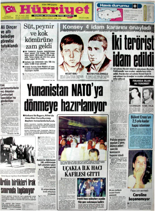 Tarihten bir gazete sayfası