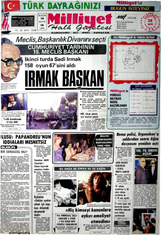 Tarihten bir gazete sayfası