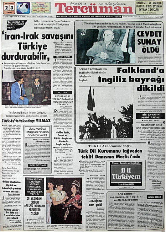 Tarihten bir gazete sayfası