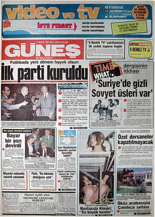 Tarihten bir gazete sayfası