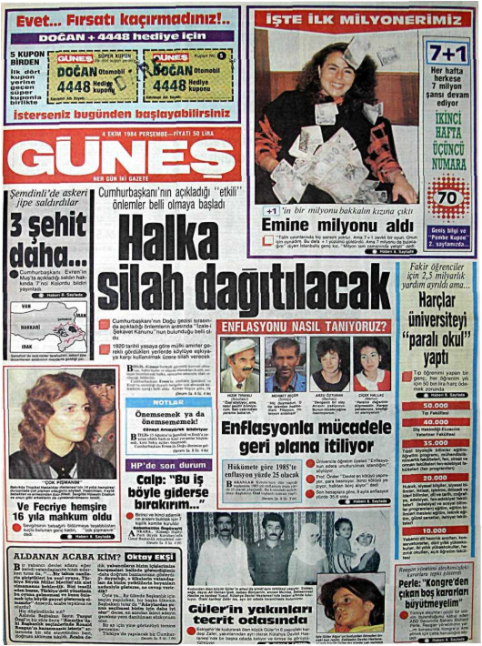 Tarihten bir gazete sayfası