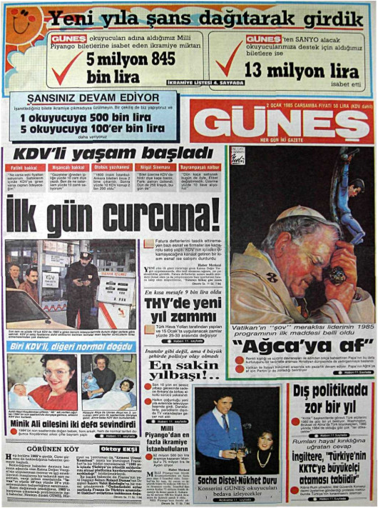 Tarihten bir gazete sayfası