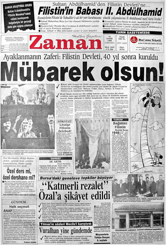 Tarihten bir gazete sayfası