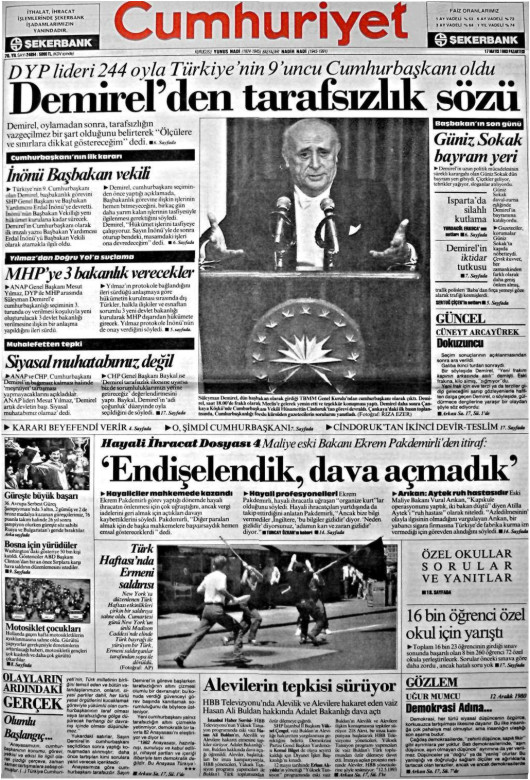 Tarihten bir gazete sayfası