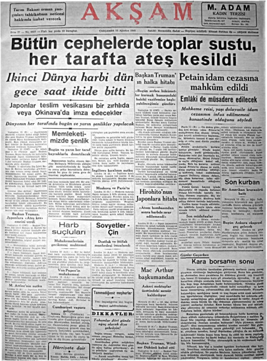 Tarihten bir gazete sayfası