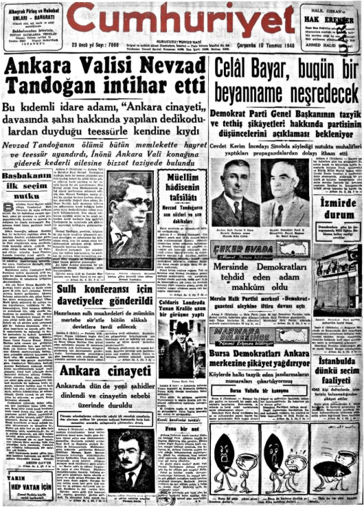 Tarihten bir gazete sayfası